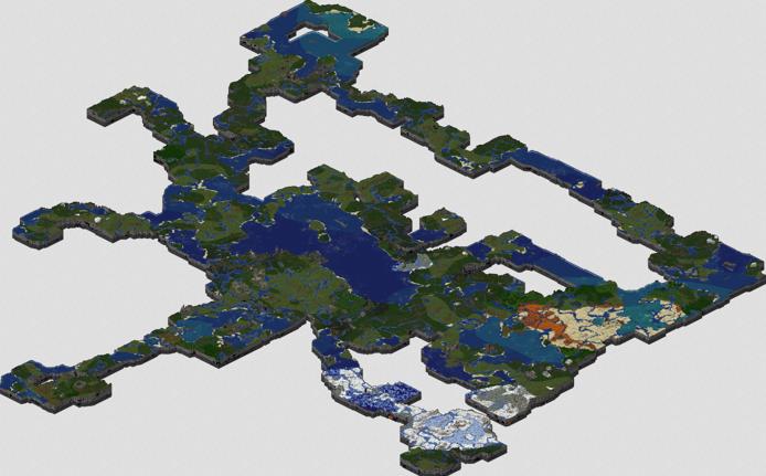 An isometric view of the entire BCR-MC 3 world map.