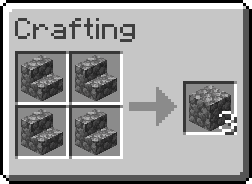 Shapeless crafting recipe, 4 Cobblestone Stairs to 3 Cobblestone
