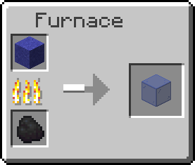 Smelting recipe, one Blue Concrete Powder to one Blue Stained Glass